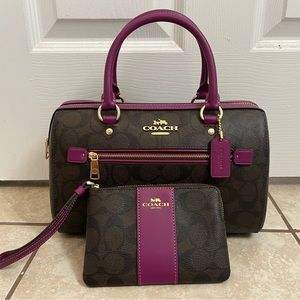 Coach Rowan Satchel Signature Magenta